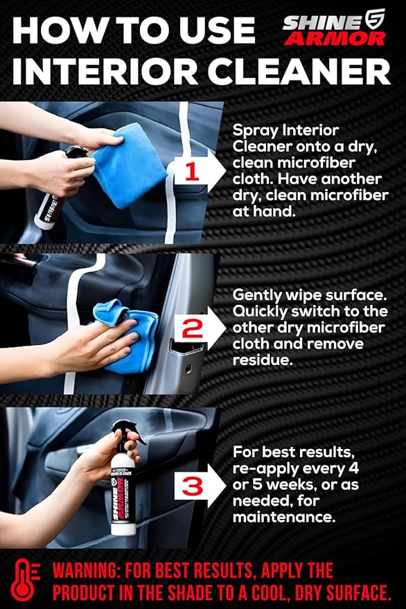 Car Interior Cleaner for Vehicle Detailing, Cleans and Protects Your Dashboard, Seats, Upholstery, Leather, Plastic, Vinyl, and More - 8 Fl Oz