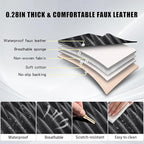 WELLDO Car Seat Covers Full Set, Leather Seat Covers for Car, Waterproof Car Seat Protector with Lumbar Support, Automotive Seat Covers Universal Fit for Most Cars SUV Truck(Black-w02)