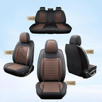 Car Seat Covers Full Set Fit for Toyota Yaris 2007-2020, Premium Faux Leather Car Seat Protector,Breathable Anti-Slip Full Wrapping Edge Seat Covers(Black&Brown,Full Set)