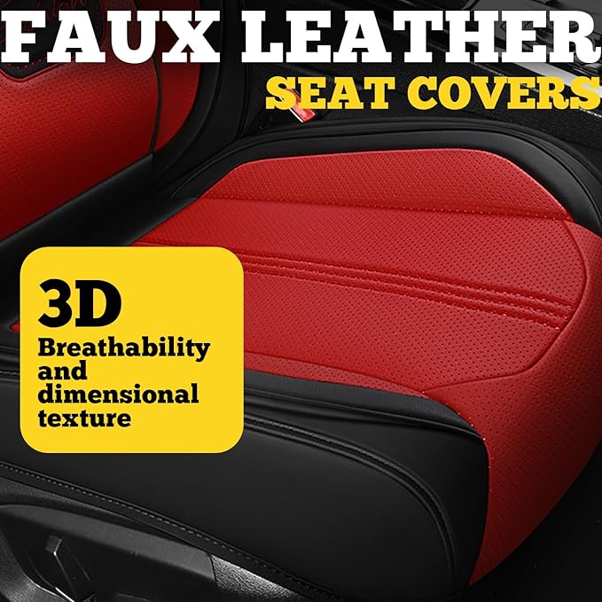LINGVIDO Car Seat Covers Full Set (5 Seats) - Premium Perforated Nappa Leather, Waterproof Shield, Omni-Adapt Fit SUVs Sedans, Ultimate Family & Pet Protection