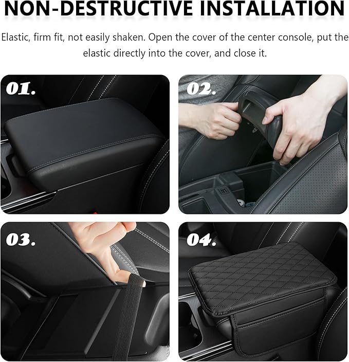 Upgraded Car Center Console Cover,Microfiber Leather Car Armrest Cover Cushion with 2 Storage Bags,Universal Armrest Storage Box Interior Accessories for Most Vehicles (Cream)