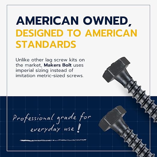 5/16 x 2 (50 Pack) Lag Screw Kit, 50 Screws and 50 Washers, Ceramic Black Ruspert Coating for Exterior Use, Meets ASTM A307 and ASME B18.2.1, Industrial/Commerical Grade by Makers Bolt