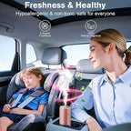 Car Air Freshener, Smart Car Air Fresheners Diffuser with 100ml Fragrance, Long Lasting Lasts 6 Months, RGB Music Syncing Light, Auto On/Off, 5 Adjustable Car Aroma Diffuser for Women, Rose Gold
