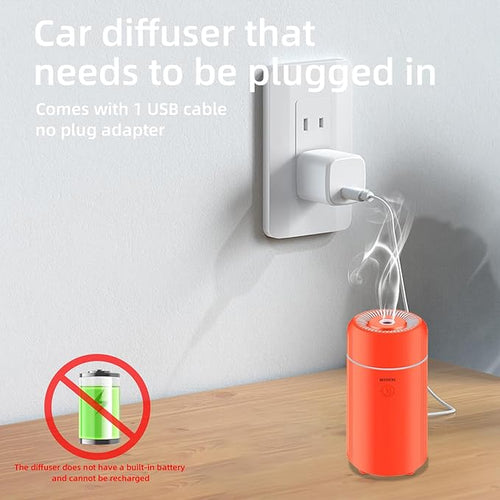 100ML Car Essential Oil Diffuser, Mini Air Humidifier with 7-LED Color Changing, Suitable for Car (Orange)