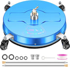 19'' Pressure Washer Surface Cleaner with 4 Wheels - Stainless Steel Surface Cleaner for Pressure Washer Attachment for Concrete, Driveway, Patio, Sidewalk, Deck and Driveways (19 INCH Blue)