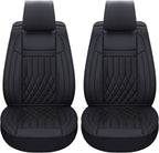 Aierxuan Front Car Seat Covers Universal Fit for Honda Civic Accord CRV, Toyota Camry Prius Rav4 Corolla, Kia, Lexus, Nissan, Mazda, Jeep Cherokee and Most Cars, with Waterproof Leather (Black)