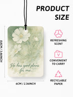 Retro Green Floral Bow Butterfly Christian Car Air Freshener 4 Pcs, Girly Religious Hanging Air Freshener for Cars Closet Drawer Books, Christian Car Accessories Mirror Decor for Women