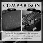 Car Center Console Cover with Diamond Grid Design,Bling Armrest Cover Cushion with 2 Storage Bags,Soft Leather Arm Rest Cover for Car Interior Accessories (Black + Black)