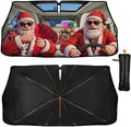 Fun Christmas Man Driving Car Windshield Sunshade Umbrella Christmas Sun Shade for Car Windshield Umbrella Upgraded Sunshades Blocks UV & Heat Front Window Shades for SUV Sedan Auto