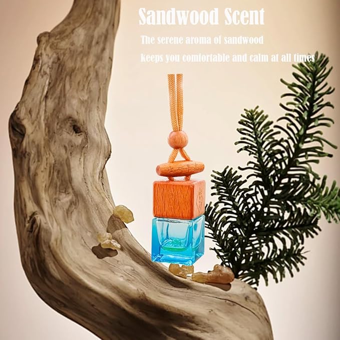 Car Air Freshener 8ml Nature Scents | 45-Days Long-Lasting Fragrance | Automotive Hanging Diffuser Bottles | Remove Auto Odor Fresh Air for Men Home Deodorizer (1pcs, Sandalwood)