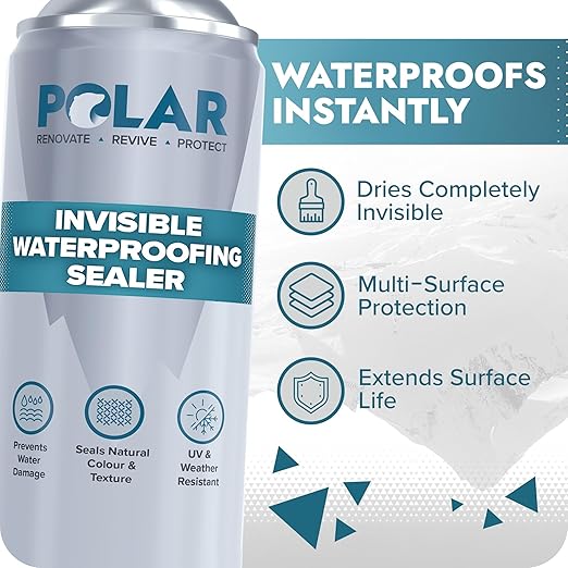 Polar Invisible Waterproof Sealer Clear - 6 x 20 Fl Oz | Instant Waterproof Sealant for Fabric, Concrete, Brick, Wood & Masonry | Long Lasting Protection for Interior & Exterior Surfaces