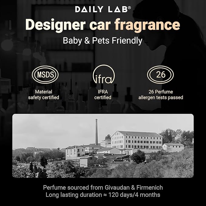 Daily Lab Natural Car Air Freshener Refills, 6 Months Use Time Long Lasting Car Air Fresheners, Refillable Car Fragrance, Car Odor Eliminator