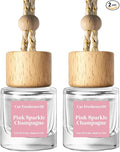 C Classy Car Air Freshener Hanging 2 Pack, Pink Sparkle Champagne Essential Oil Diffuser for Cars, Cute Glass Bottle Car Accessories for Women & Men Gift, Long-Lasting Fragrance, Made in USA