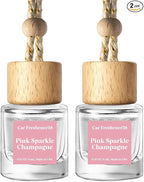 C Classy Car Air Freshener Hanging 2 Pack, Pink Sparkle Champagne Essential Oil Diffuser for Cars, Cute Glass Bottle Car Accessories for Women & Men Gift, Long-Lasting Fragrance, Made in USA