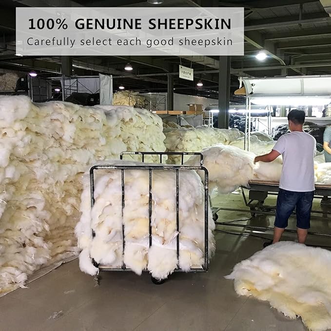 LLB Genuine Sheepskin Car Seat Cushion Seat Covers for Cars Trucks SUV Comfort Seat Protector Pad for Car Driver Seat Car Accessories for Women Office Chair Car Decor (Panda, Front Seat Cushion-1 Pc)
