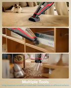 Pet Hair Handheld Vacuum Cordless, Car Vacuum Rechargeable with Reusable Filters, Motorized Brush and Multi-Accessories for Carpet, Couch & Stairs, Red, 17.0"X 4.6"X 6.6"