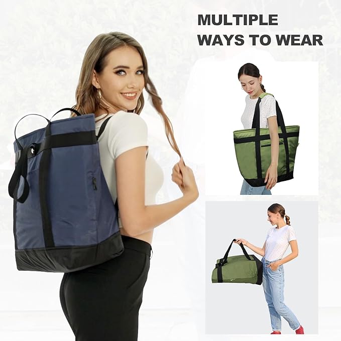 BeeGreen Cooler Bag Soft Insulated Tote for Beach Travel Grocery Shopping Lunch Portable Large Ice Coolers with Handle Hard Freezer Bags with Zippered Top Foldable Leakproof Delivery Totes Teal