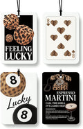 Preppy Retro Cheetah Print Car Air Freshener 4 Pcs, Leopard Print Lucky 8 Ball Dice Hanging Air Freshener for Home Bar Cars Closet Drawer Books, Girly Car Accessories Mirror Decor for Women