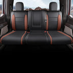 Red Rain Black and Orange Leather Seat Covers Custom Fit for 2019-2020 Ford F150 Raptor Waterproof Auto Seat Cushion Cover (Raptor-Black+Orange-2019/2020)