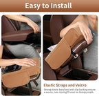 5-in-1 Car Armrest Cushion, Multifunctional PVC Leather Center Console Armrest Pillow Elbow, Universal Arm Box Pad Cover with Cup Holder, Phone Slot, Tissue Box Slot & 2 Storage Bags, Orange