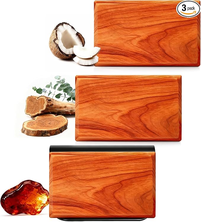 Car Air Freshener - Wooden Air Freshener-Teak Amber Cabana Variety Scent Refill - Long Lasting Natural Car Fresheners - Clip Included