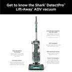 Shark Detect Pro Lift-Away ADV Bagless Upright Vacuum with DuoClean Detect, HEPA Filter, Anti-Allergen, Powerful Suction, and Odor Neutralizer Technology, Evergreen, LA802