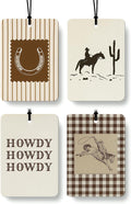 Boho Western Car Air Freshener 4 Pcs Coconut Scented, Howdy Horseshoe Cactus Rodeo Cowboy Car Accessories Mirror Decor for Women, Western Hanging Air Freshener for Cars Closet Drawer Books