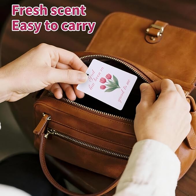 4pcs Pink Christian Car Air Freshener, Cute Floral Cherry Jesus Christian Hanging Car Scents Diffuser Freshener Religious Hanging Decor Gifts for Women Girls Closet Drawer Auto Accessories (4 Styles)