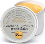 Furniture Salve for Leather Conditioner: Natural Oil Beeswax Formula for Couches Purse Bag Car Seat - Moisturizer and Restorer Leather Wood and Vinyl - Prevent Cracking or Fading & Water Rings (8oz)
