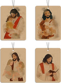 Jesus Car Air Freshener 4 Pcs, Watercolor Religious Scented Hanging Decor for Christian Women Men, Vehicles Home Church, Faith Based Mirror Gif