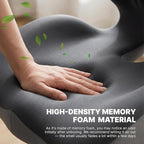 Seat Cushion, Office Chair Seat Cushions with L-Shaped Ergonomic Design, Memory Foam Seat Cushion with Coccyx Hollow, Lumbar Support Pillow & Tailbone Pain Relief for Long Sitting (Grey)