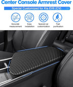 Autorder Center Console Cover for Kia EV6 2022-2025 2026 Accessories Carbon Fiber Armrest Cover Anti-Scratch Middle Console Pad Leather Armrest Protector