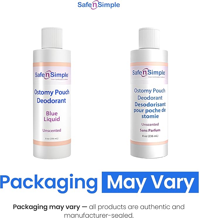 Safe n' Simple Ostomy Deodorant Classic Blue - Odor Eliminator Ostomy - Ostomy Pouch Deodorant - Colostomy Bag Odor Eliminator - Colostomy Bag Deodorizer - 8 Fluid Ounce Drops - Ostomy Accessories