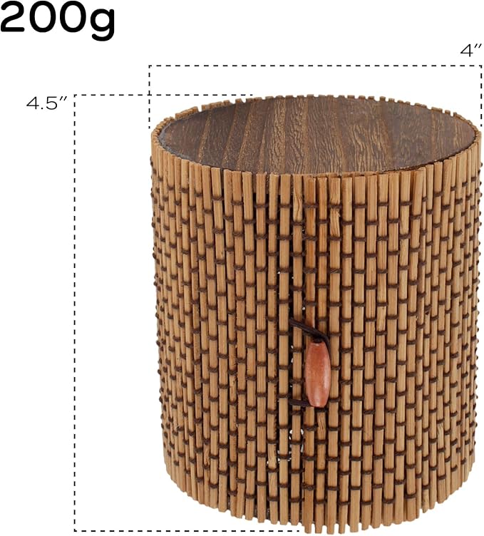 BambooMN Granulated Bamboo Charcoal Odor Absorber Bag in Decorative 4" Green and Brown Cylinder, 4 Sets
