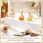 Rtteri 50 Pcs Car Air Fresheners Diffuser for Essential Oil Empty Hanging Bottle Glass Bottles Refillable Perfume Pendant Aromatherapy Fragrance Ornament Decor(Simple Style)