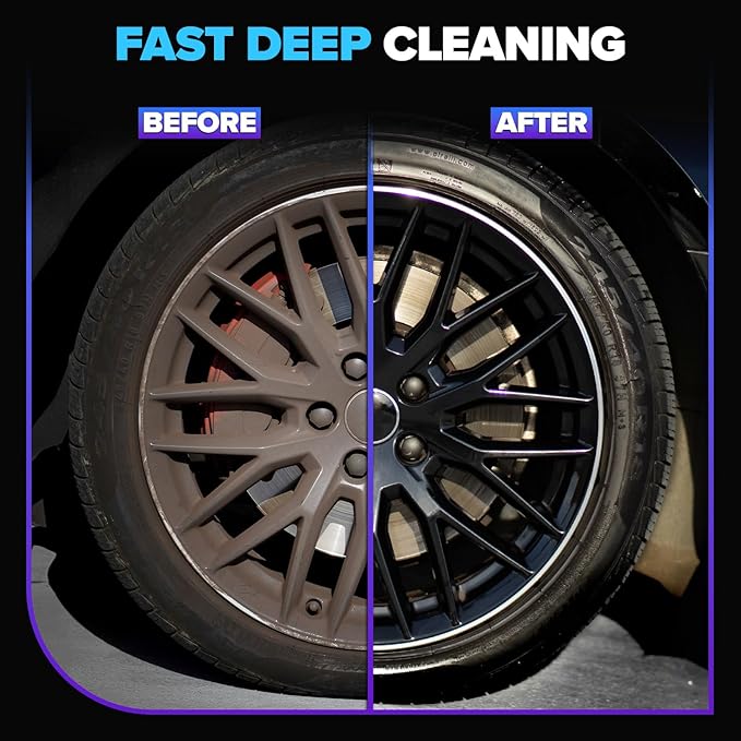Carfidant Ultimate Wheel and Tire Cleaner Spray - Non-Acidic, Save For All Wheels and Tires - Easily Remove Persistent Brake Dust and Resilient Dirt - 18 fl. oz.