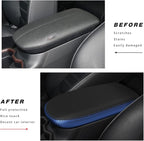 INTGET Center Console Armrest Cover for Toyota RAV4 Accessories 2025 2024 2023 2022 2021 2020 2019 Leather Middle Console Lid Cover Pad Protector Arm Rest Covering Car(Black with Blue)