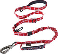 Hotsky Tactical Dog Leash Heavy Duty for Medium Large Dogs that Pull,4-6Ft Strong Bungee Shock Absorbing No Pull Dog Leash with Padded Double Handle and Car Seatbelt,Red Plaid