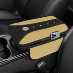 NBTEPEM Bling Crown Car Center Console Armrest Cover, Leather Middle Console Cover Cushion with 2 Storage Bags, Car Armrest Storage Box Interior Accessories for Most Vehicles(Beige)