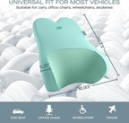 Skechers Air-Cooled & Memory Foam Lumbar Pillow,Lumbar Support Pillow for Office,Chair Lower Back Pain Relief Lumbar Pillow,Ergonomic Design Back Support Pillow for Office Chair,Car,Home,Travel,Green