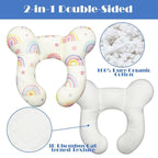 Baby Head Support Pillow for Newborn Toddler, Baby Neck Pillow Upgraded Comfortable Sleep Cushion for Car Plane Stroller Pushchair - Rainbow B