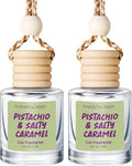 RAINBOW ABBY Hanging Car Air Freshener Diffuser 2 Pack - Pistachio & Salty Caramel Fragrance Oil, 45+ Days Long Lasting, Essential Oil Diffuser for Car