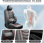 Fit Rogue Car Seat Covers Premium Leather for Nissan Rogue 2014-2025 2026. Waterproof， Breathable, Scratch-Resistant & All-Weather Seat Cushion Protector （Front Seat,Red Line Black