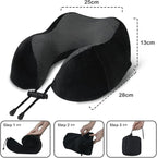Travel Pillow, Memory Foam Neck Pillow for Traveling, U Shape Neck Pillow Airplane Portable Flight Pillow Travel Kit with 3D Contoured Eye Masks and Earplug for Plane Train Car Home Office - Black