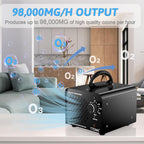Ozone Generator 98,000mg/h, Commercial Ozone Machine Odor Removal, High Capacity Ozone Machine, Home Ozone Generator for Car, Home, Smoke, Pet, etc (Black) - by TTDMK