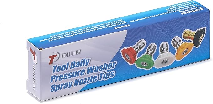 Tool Daily Pressure Washer Spray Nozzle Tips Multiple Degrees, 1/4 inch 5-Pack (2.5 GPM)