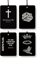 Black Christian Car Air Freshener 4 Pcs Coconut Scented, God Cross Crown Religious Faith Car Accessories Mirror Decor for Women, Christian Hanging Air Freshener for Cars Closet Drawer Books