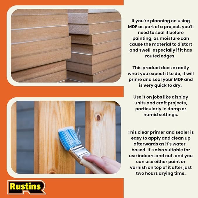 Rustins MDFS250 250ml Quick Dry MDF Sealer - Clear