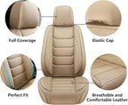 Full Coverage Faux Leather Car Seat Covers Full Set,Automotive Seat Covers for Cars,SUVs Pick-up Truck, Car Seat Cushion, Beige Seat Covers for 5 Seats,Car Seat Protector
