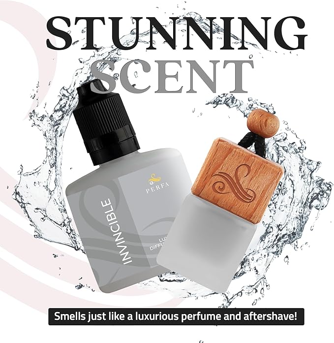 Invincible Gift Set Car Air Freshener for Men | Car Air Freshener Vent Clip 38ml Gift Set | Odor Eliminator Car Perfume Diffuser by Perfa